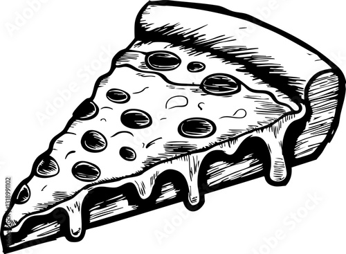 Savoring delicious pizza local pizzeria food illustration cozy atmosphere artistic perspective culinary delight