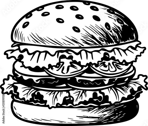 Delicious hamburger creation kitchen food illustration culinary close-up gastronomy