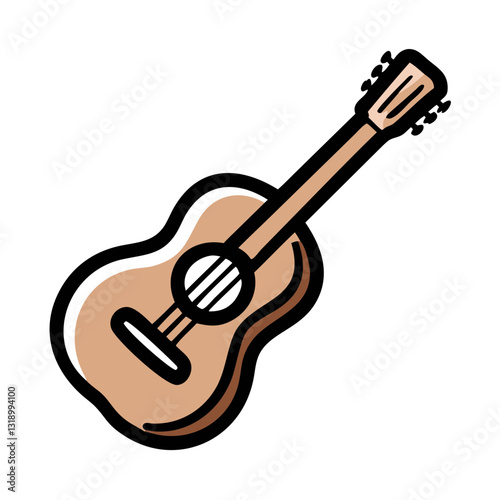 Acoustic guitar icon with vibrant colors, musical decoration concept