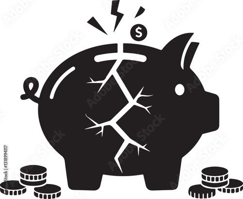 Bankruptcy Icon Black Vector Symbol for Financial Collapse Insolvency