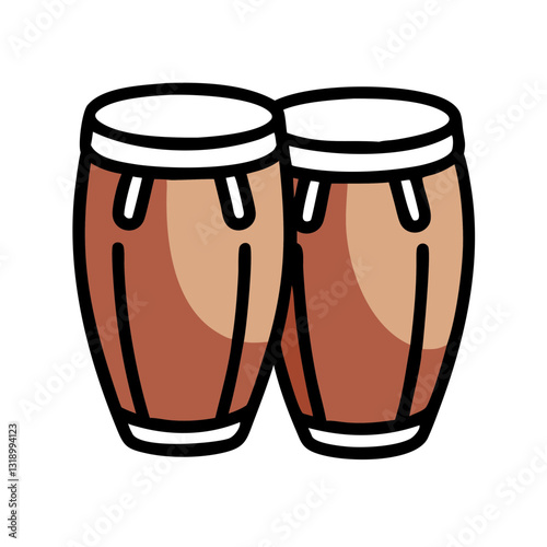 Conga drums icon with vibrant colors, musical rhythm concept