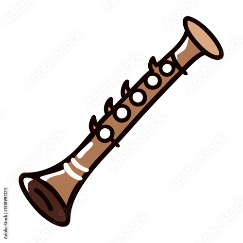 Clarinet icon playing melody, musical enjoyment concept