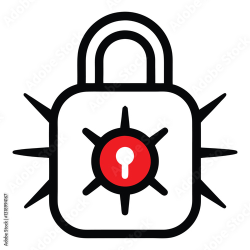 A black ember outline icon representing cybersecurity, data privacy, and digital protection. Ideal for security themes and glowing safety concepts.