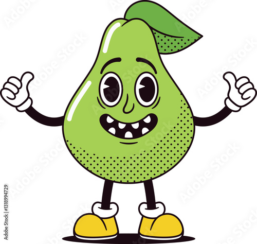 Retro cartoon pear fruit vector illustration