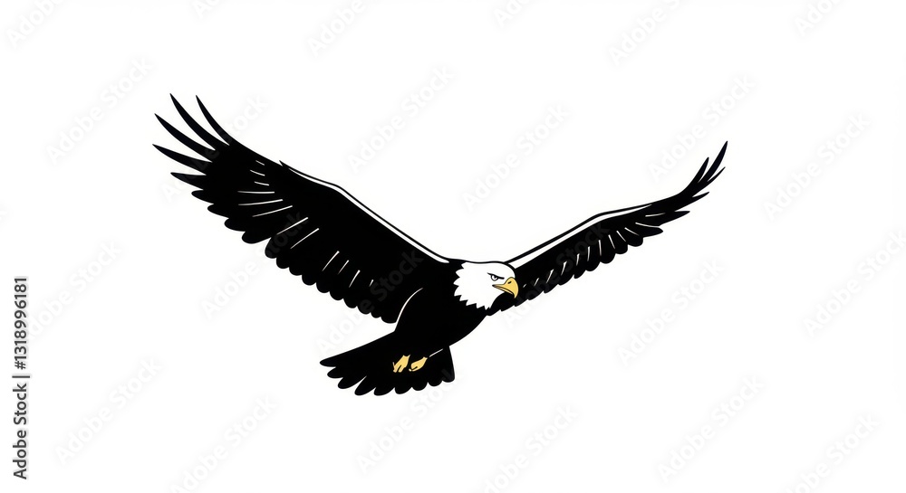 Fototapeta premium Simplified Stylized Line Drawing of a Soaring Eagle