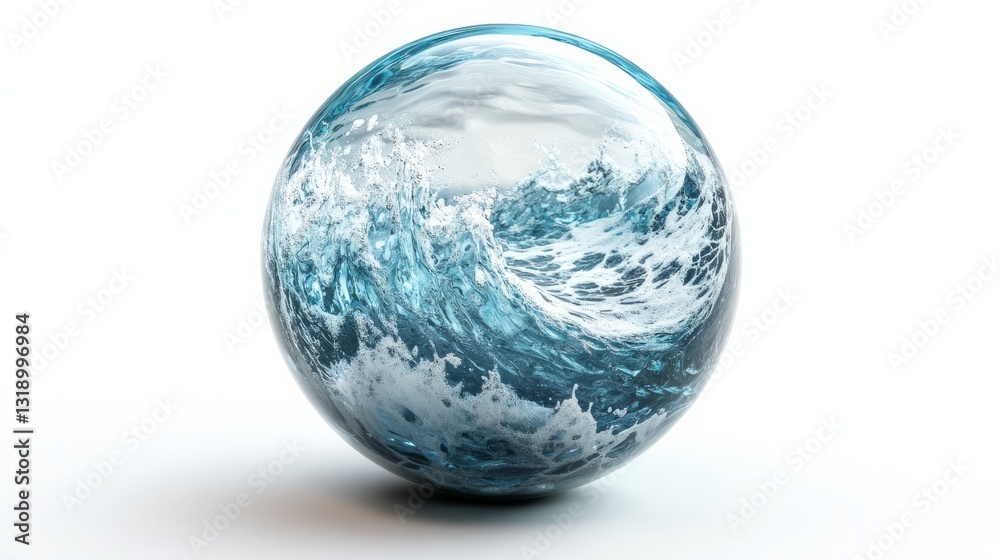 A perfect sphere of water, its surface rippling with delicate patterns, isolated on a white background, highly detailed and photorealistic A perfect sphere of water, its surface rippling with delicate patterns, isolated on a white background, highly detailed and photorealistic
