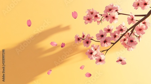 Lush Pink Sakura Flowers on Horizontal Banner for Spring Designs