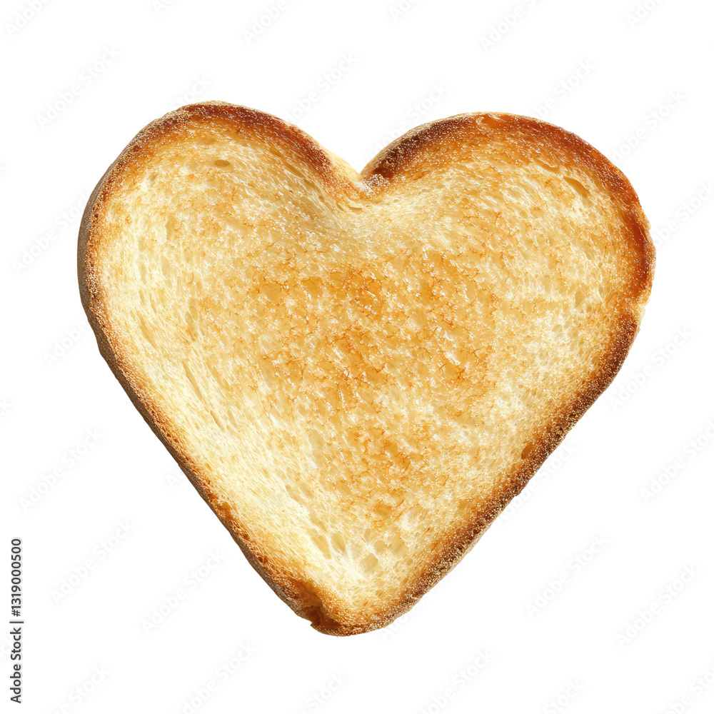 Heart-Shaped Slice of Toast with Golden Brown Color and Crisp Texture Perfect for Valentine's Day or Romantic Breakfast Scenarios in Food Photography Heart-Shaped Slice of Toast with Golden Brown Color and Crisp Texture Perfect for Valentine's Day or Romantic Breakfast Scenarios in Food Photography