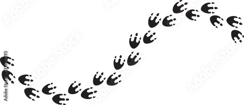 Dinosaur tracks icon . Dragon tracks foot print symbol silhouette black vector  isolated on transparent background. Dino cute trail texture. Hand drawn paleontology dinosaur paw prints.