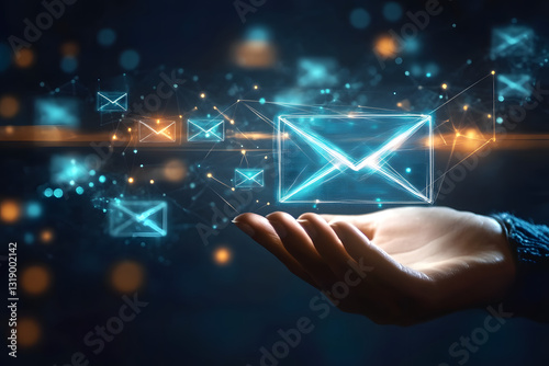 Digital Email Network in Hand