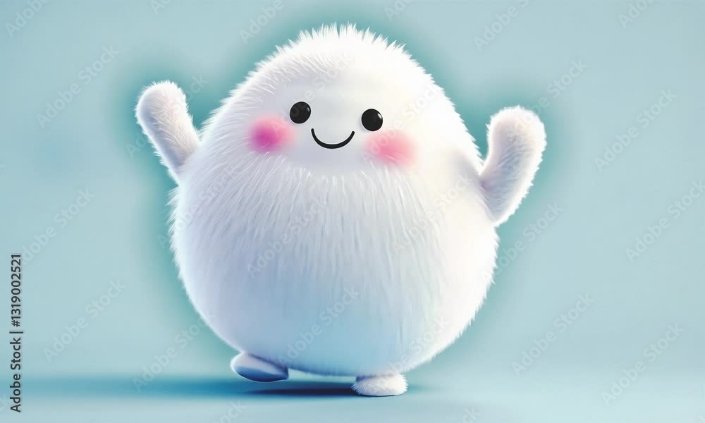 White funny fluffy 3d character. White funny fluffy 3d character.