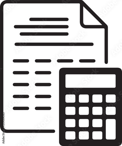Financial Accounting Icon Black Vector Symbol for Balance Sheet Calculator