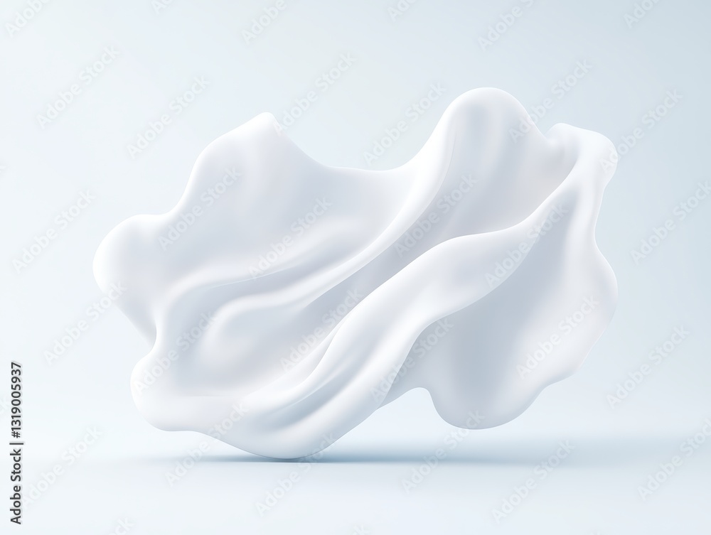 Abstract white fabric-like shape floating against a soft blue background Abstract white fabric-like shape floating against a soft blue background