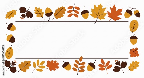 Autumn leaves border with colorful maple and oak foliage in a seasonal frame design