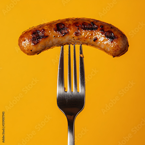 sausage on a fork