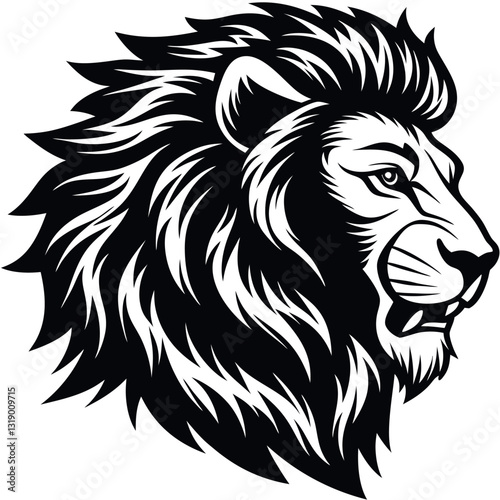 Only lion side face and neck portion like real.