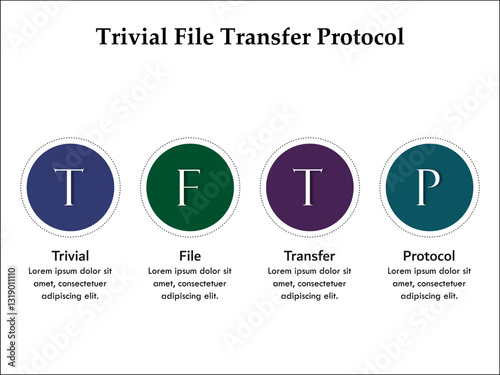 TFTP - Trivial File Transfer Protocol Acronym. Infographic template with icons and description placeholder