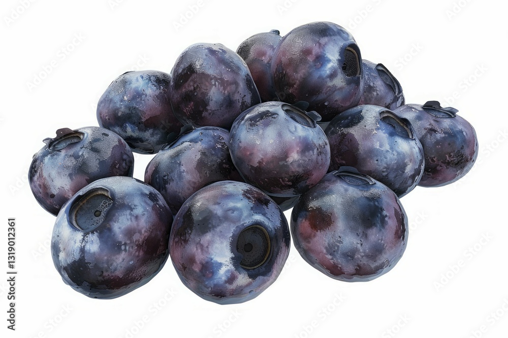 Fototapeta premium Fresh blueberries on white background. AI image