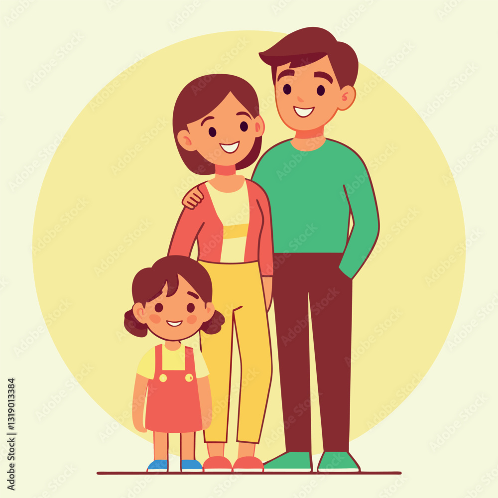 Parents-standing-with-their-children mother father. Parents-standing-with-their-children mother father.