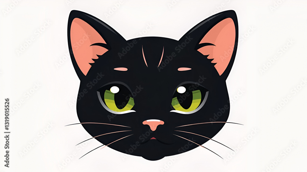 Fototapeta Cute black cat face vector illustration