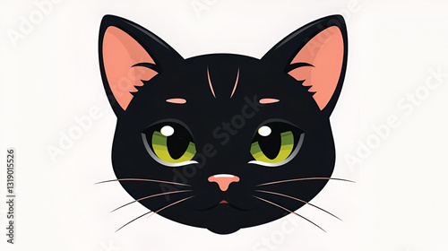 Cute black cat face vector illustration