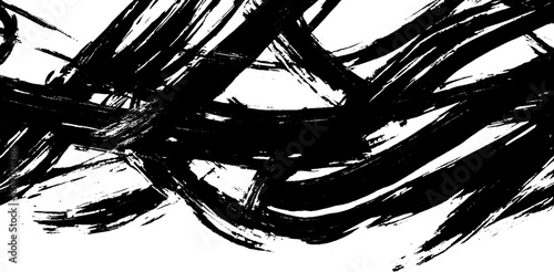 Dynamic Black Brush Strokes on White Background