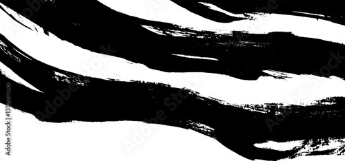 Dynamic Black Brush Strokes on White Background