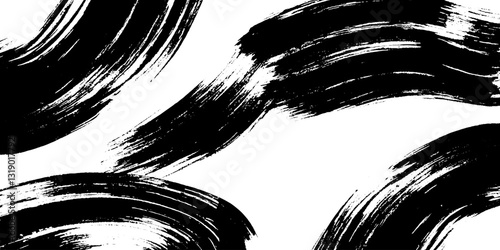 Bold Black Brush Stroke Abstract Pattern