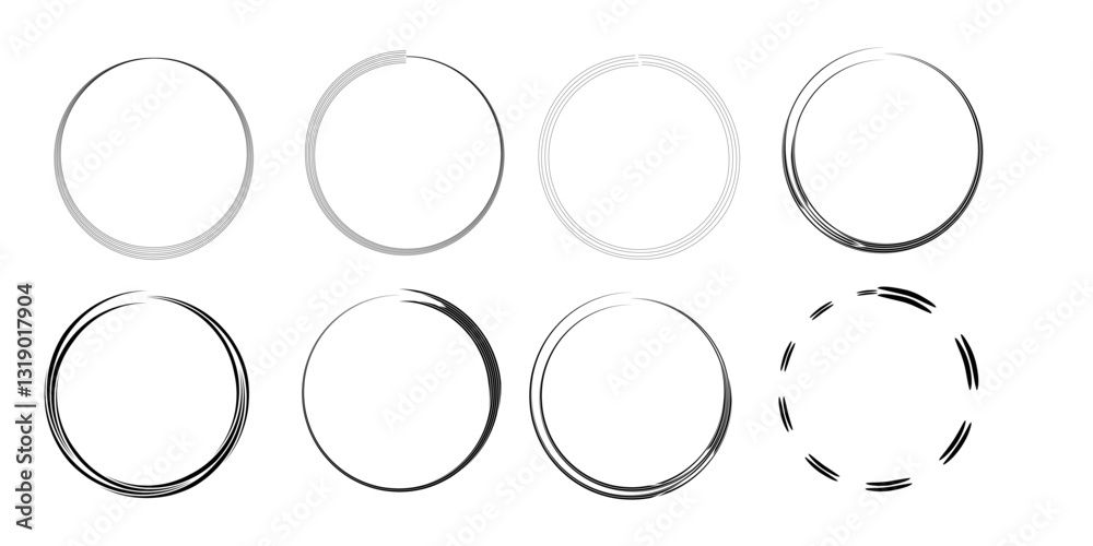 Brush Stroke Circle Icons, Minimalist Abstract Design Brush Stroke Circle Icons, Minimalist Abstract Design