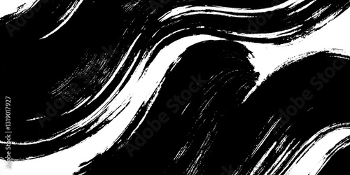 Dynamic Black and White Brush Stroke Abstract
