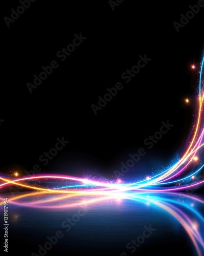 A vibrant display of colorful light trails on a dark background, creating a dynamic and artistic visual effect.