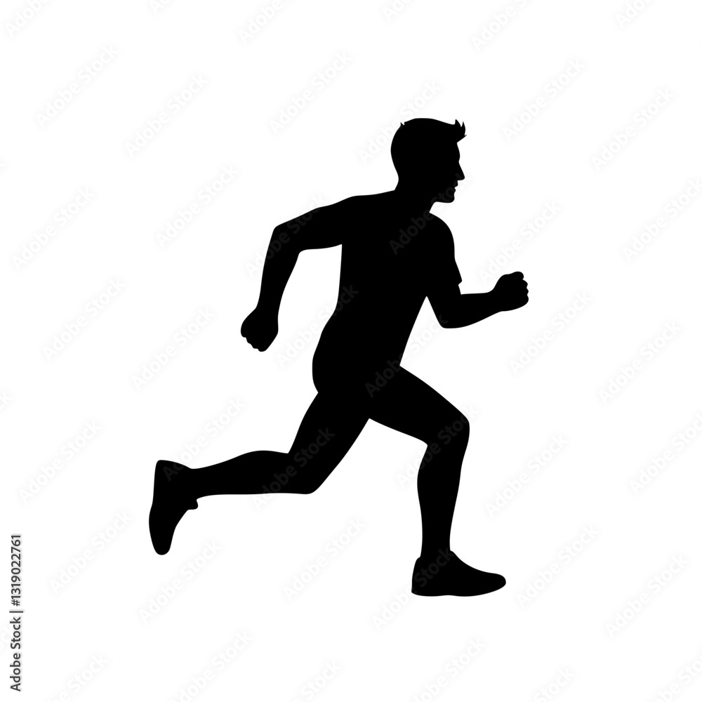 Silhouette of a running man on a transparent background Full body view of the running figure in simple form suitable for logo or icon design