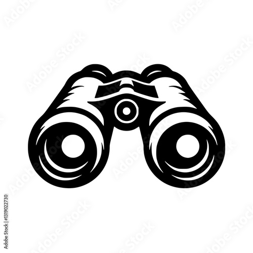 Binoculars Icon: silhouette isolated on offering a symbol of exploration vision and observation in a simple stylized design