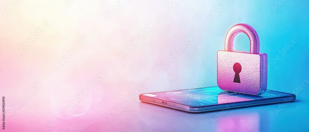 digital wallet concept Digital padlock on a smartphone, symbolizing online security and protection in a vibrant, colorful setting. digital wallet concept Digital padlock on a smartphone, symbolizing online security and protection in a vibrant, colorful setting.