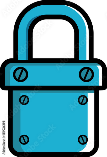 blue colour door lock hand drawn vector image with PNG Transparent background