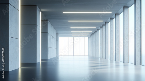 Wallpaper Mural Contemporary Concrete Hall with Luminous Windows, Exuding Simplicity and Pure Minimalist Architecture Torontodigital.ca