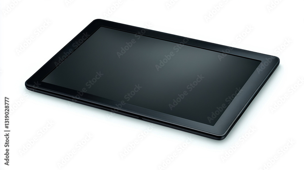 Black Rectangular Tablet on White Background Black Rectangular Tablet on White Background