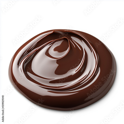 Rich melted chocolate on white background, perfect for desserts and treats