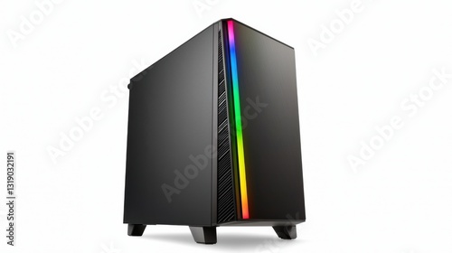 Sleek Black Computer Case with RGB Side Lighting