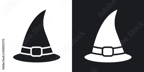 Witch hat icons in solid black and white collection