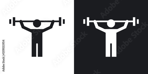 Weightlifter icons in solid black and white collection