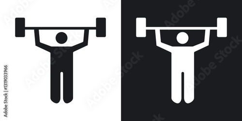 Weightlifter icons in solid black and white collection