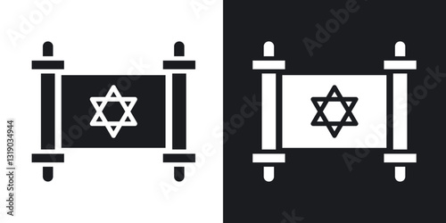 Torah icons in solid black and white collection