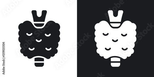 Thyroid gland icons in solid black and white collection