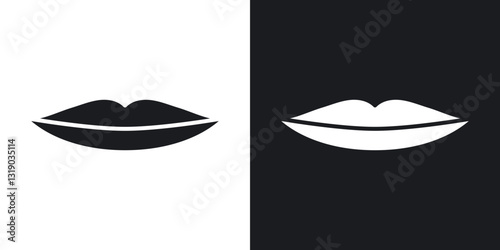 Thin lips icons in solid black and white collection