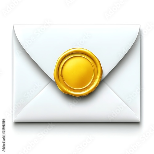 Sealed White Envelope with Golden Wax Authenticating Integrity Delivering Confidential Communication
