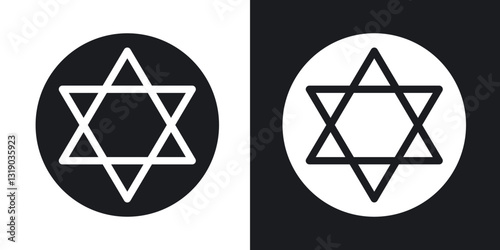 Star of David icons in solid black and white collection