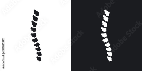 Spine Bone icons in solid black and white collection