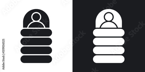 Sleeping bag icons in solid black and white collection