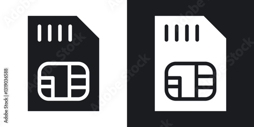Sim icons in solid black and white collection